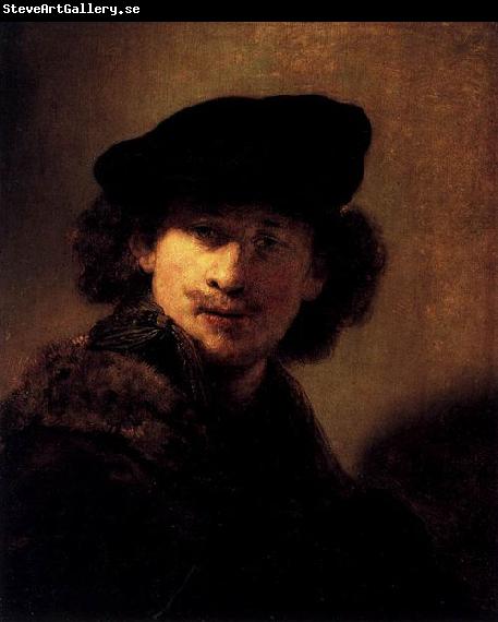 Rembrandt Peale Self portrait with Velvet Beret and Furred Mantel